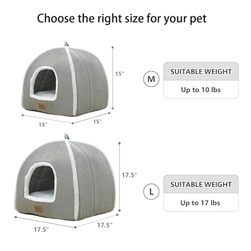 Katzenbetten für Hauskatzen, Faltbare Katzenbetthöhle, Katzenhaus mit waschbaren Kissen, Katzenbett für Kätzchen, kleine Haustiere, Katzenzelt, weiches und warmes Katzenhaus für drinnen, Grau
