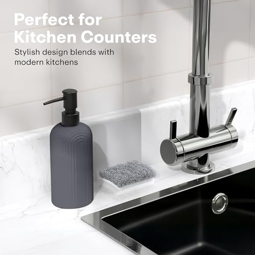 Image of Rioware 300ml Ceramic Soap Dispenser for Kitchen & Bathroom, Grey