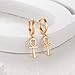 Mevecco Coptic Ankh Cross Hoop Earrings Women Men 18K Gold Plated Dainty Key To Life Ankh Cross Charm Dangle Earrings Religious Ancient Egyptian Symbol of Protection Faith Drop Earrings