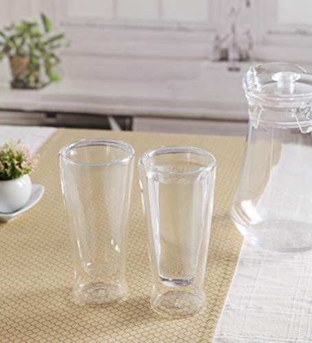 Roxx Bodrum Double Wall Glass Long Tumbler, 320ml, 2-Piece.