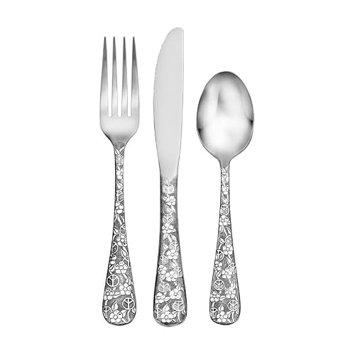 Liberty Tabletop Woodstock 24 Piece Flatware Set, 18/10 Stainless Steel, Silver, Dishwasher Safe, Service for 8, Made in USA