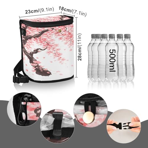 Image of senya Car Trash Can Car Garbage Can Car Waste Basket, Leak-Proof Car Trash Bin,Japanese Cherry Tree Blossom Car Trash Hanging Car Accessories Interior Car Organizer Bag