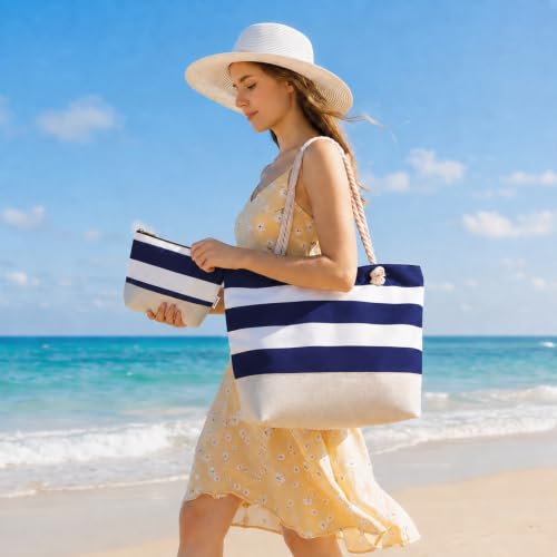 Image of Vavabox Initial Beach Tote Bag for Women, Water-resistant Gifts for Women | Soft Foldable Sandproof Travel Beach Bag Set, Birthday Gifts for Daughter