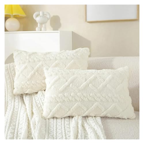 Housse de coussin unie blanche en polyester résistant avec fermeture invisible