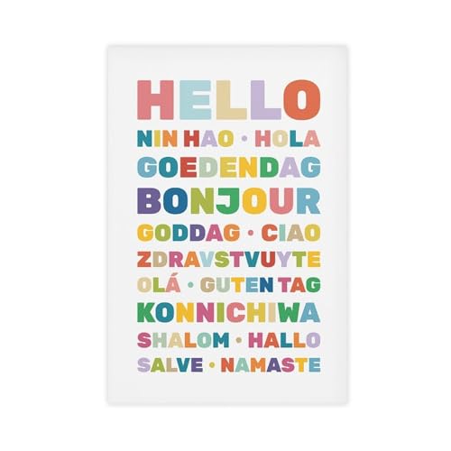 BMtyDG Hello in Different Languages ​​Education Classroom2 Canvas Poster Wall Art Prints Room Aesthetic Murals Bedroom And Living Decorations Unframe 12x18inch