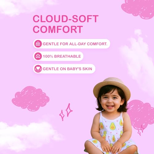 Image of Kidbea Muslin Frock for Baby Girls | Cotton Dress for Newborn Babies | Sleeveless, Tie-Up Shoulders Summer Wear Clothes