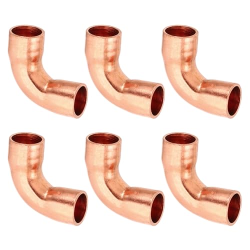 PATIKIL 12pcs Raccord Coudé en Cuivre pour Tuyaux Gaz, 6.35mm Raccord Tuyau d'Arrosage Durite Essence, Raccords Tuyauterie à Pression pour HVAC Climatisation Plomberie, Épaisseur 0.8mm
