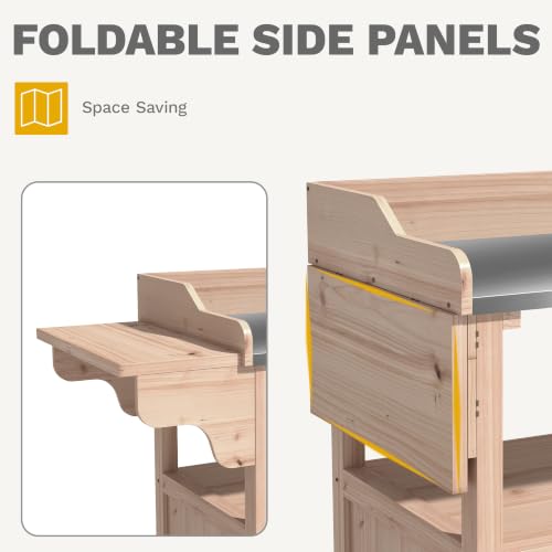 DWVO Rolling Potting Bench Lockable Wheels Garden Table, Natural Wood by DWVO - Used condition - Image 4
