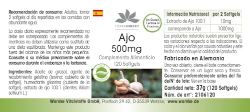 Ail 500 mg - 120 softgels pour 2 mois | Herba Direkt - Qualité des pharmacies allemandes – vue 5