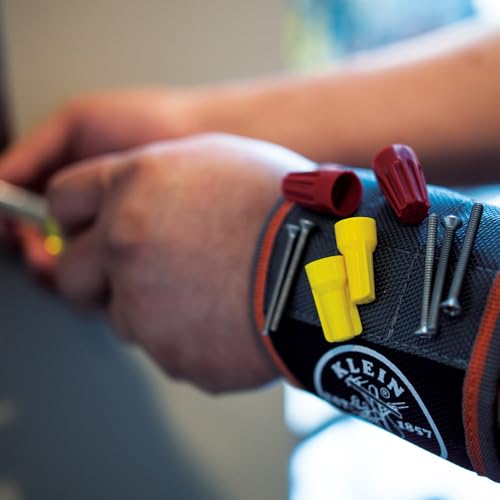 Klein Tools 55895 Magnetic Wristband, Tradesman Pro Tool Wristband Holds Wire Connectors, Screws, Nails, Drill Bits, With Breathable Mesh by KLEIN TOOLS - Image 4