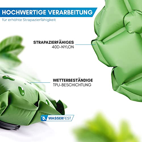 Foto von NORDMUT® Isomatte Outdoor [mit Reparaturset] Isomatte Camping | Isomatte Ultraleicht für Wandern, Outdoor, Camping - kleines Packmaß… (Grün)
