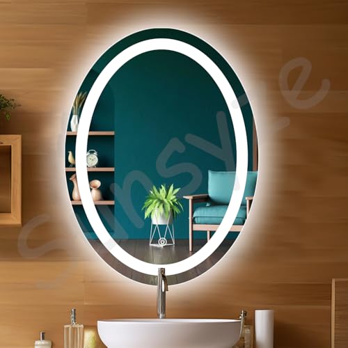 Image of Sunsyze Wall Mirror for Home Decor | Decorative Mirror for Living Room /Bathroom /Entryway Vanity Mirrors, Makeup | Elegant HD Glass (1, Oval) (Medium)
