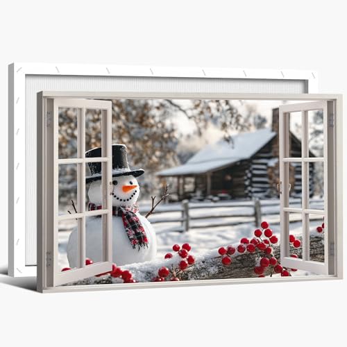 Christmas Wall art, Snowman Pictures Prints Wall Art Decor, Open