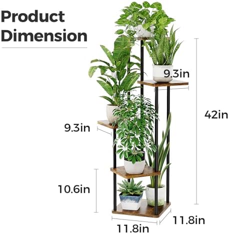 Bamworld Plant Stand Indoor Plant Shelf Outdoor Wood Plant Rack for Multiple Plants 5 Tiers Ladder Plant Holder for Living Room Patio Boho Home Decor for Gardening - View 8