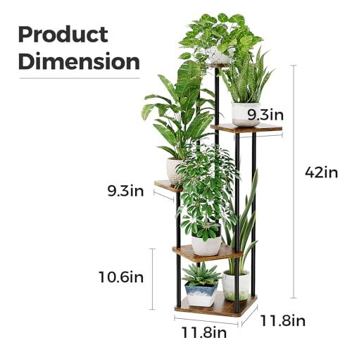 Bamworld Plant Stand Indoor Tall Plant Shelf for Multiple Plants Corner Plant Table Tiered Flower Stand for Living Room Bedroom Balcony Brown