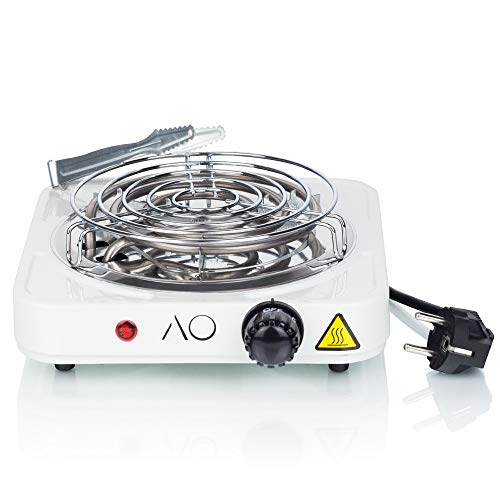 AO Shisha Kohleanzünder Kohlenanzünder für bis zu 10 Kohlen 1000 Watt Weiß