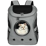 Neatki Cat Backpack Carrier, Airline Approved, Space Capsule Bubble Design, Ideal for Cats & Dogs up to 28-35 lbs, with Strong Straps, Safety Zippers, Mesh, Comfortable for Hiking & Travel (Grey)