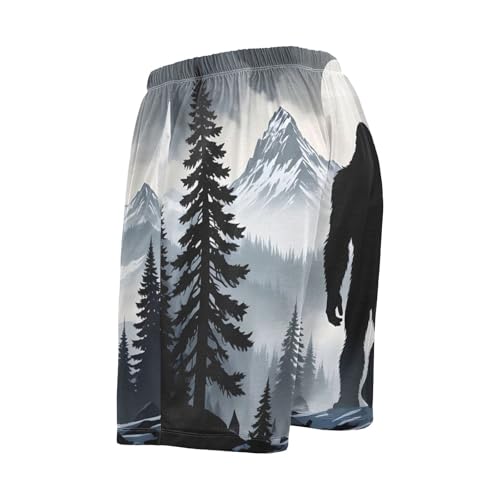 Night Sasquatch Men's Sleep Shorts Pajama Pants with Side Pockets Elastic Waistband Drawstring4