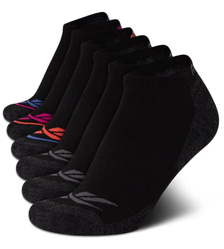 Reebok Women s No-Show Athletic Performance Low Cut Cushioned Socks (6 Pack), Size 4-10, Black