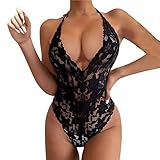 Essbare Unterwäsche Für Damen Print Mesh Dessous Bodysuit Set La (Black, S)