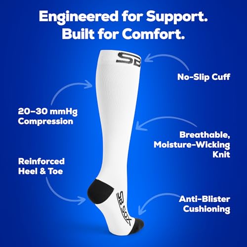 Image of SB SOX Compression Socks for Men & Women (20-30mmHg) - Best Compression Socks for Travel, Medical, Sports, Wide Calf Fit, and Daily Wear