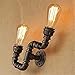 BOCbco Altbronze Innenrohrwand Industrielampe Editon Licht Wandlaterne 2-flammig Eisenwandleuchte E27 220-240V Küchenarmatur Wandleuchte Wandleuchte
