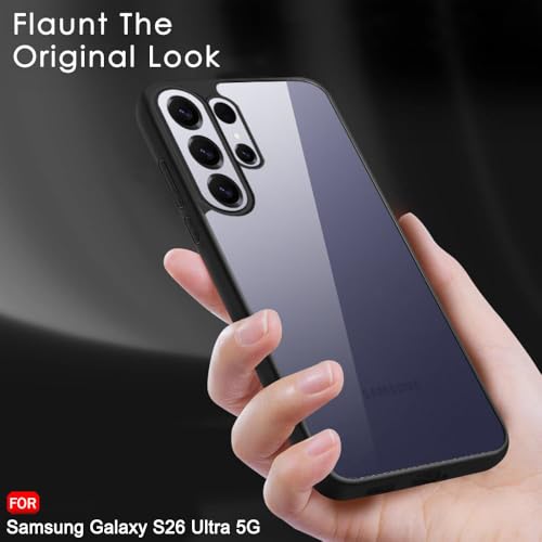 Image of TheGiftKart for Samsung S26 Ultra Case, Hard Clear Back Cover, Non-Yellowing Back, Camera & Screen Protection, Hybrid Protective Transparent Galaxy S26 Ultra Back Cover (PC & TPU, Black Sides)