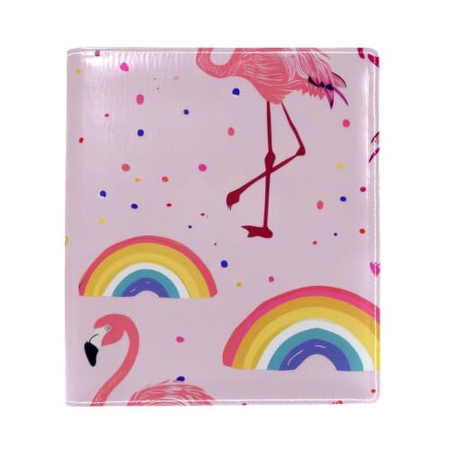 Funda para libros Flamingo Rainbow protectora de piel sintética para cuadernos de 9.8x11