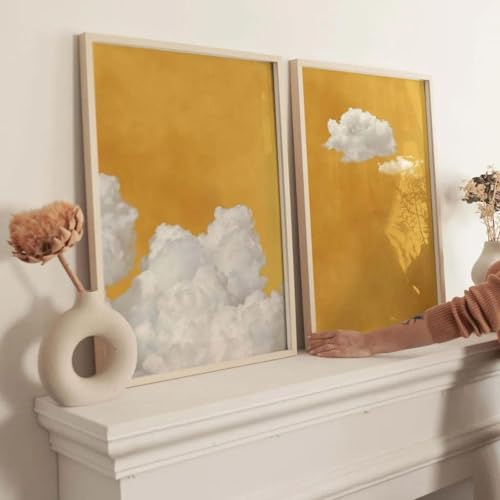 Toile Nuage Jaune XINBAO pour Réveiller un Mur Blanc | Duo Abstrait 70x90