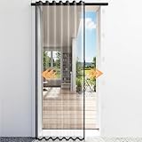 Magnetic Screen Door with Sliding Track, Retractable Sliding Screen Door Mesh, Fits Door Size 36 x 80 Inch, Smooth-Gliding, Easy to Install for Front Back Patio Single French Doors
