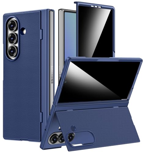 Miimall for Samsung Galaxy Z Fold 7 Privacy Case with Kickstand, [Built-in Privacy Screen Protector] [Military Grade Drop Protection], Slim Heavy Duty All-Inclusive Protective Cover for Fold 7-Blue