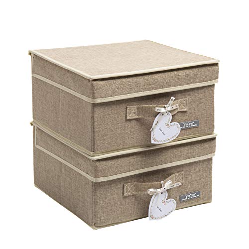 Image of YueYue Foldable Fabric Closet Organizer Bins Box Storage - 2 Pack 12.4 X 12 X 6.7 Inch Storage Bins With Lids Boxes Linen - Bins Storage Box Collapsible Cloth Pack Lid