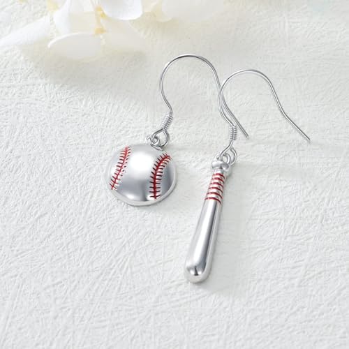 Pendientes de béisbol de plata de ley 925 elegantes para mujer 2