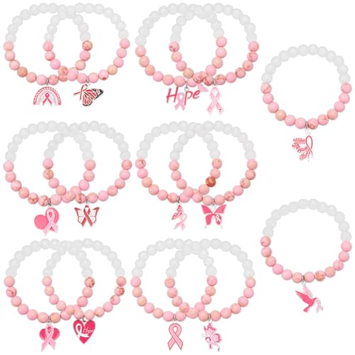 Bracelet de perles de verre avec breloques en ruban à offrir comme cadeau pour femme