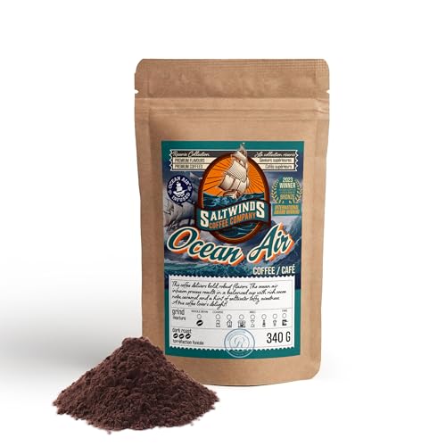 Ocean Air Ground Coffee by Saltwinds Coffee Company (340g) | Dark Roast 100% Arabica Low Acid | Smooth & Full Body Freshly Roasted in the Maritimes