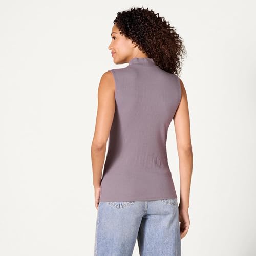 Image of Amazon Essentials Women's Mock-Neck Slim-Fit Ribbed Knit Cotton Sleeveless Top