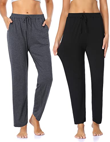 Asimoon Womens Yoga Pants Loose Comfy Casual Lounge Pants Soft Stretch Pull On Pants Wide Leg Athletic Pants With Pockets For Women #TOP1