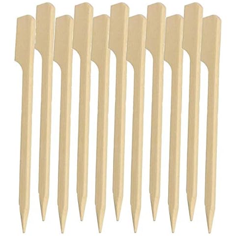 50 Skewers Sticks Paddle 25cm BBQ Barbecue Grill Cocktail Party Finger Fruit Chocolate Fountain Fondue Stick Holders ( 25CM Sticks) Cover