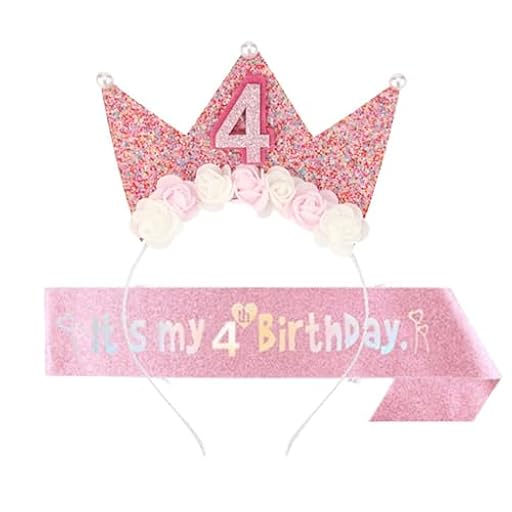 3 Piezas Corona Cumpleaños Cinturón Birthday Girl Kit de Decoración Tiara Princesa Diadema Cumpleaños Ideal para Fiestas de Cumpleaños Celebraciones y Ocasiones Especiales(4años) | Ya disponible en tu tienda friki favorita! En mundofriki.es!