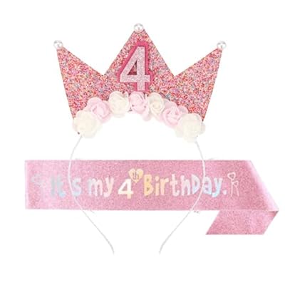 3 Piezas Corona Cumpleaños Cinturón Birthday Girl Kit de Decoración Tiara Princesa Diadema Cumpleaños Ideal para Fiestas de Cumpleaños Celebraciones y Ocasiones Especiales(4años) | Ya disponible en tu tienda friki favorita! En mundofriki.es!