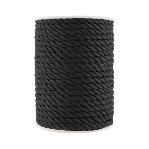 Mandala Crafts Braided Black Twisted Cord Trim Decorative Rope for Crafts