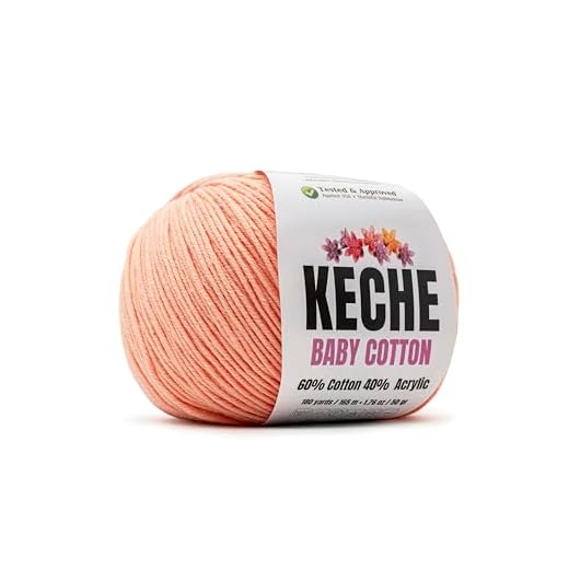 Keche Cotton Yarn, 60% Cotton 40% Acrylic Yarn, Soft Cotton Yarn for Crochet and Knitting, Amigurumi Yarn 1 Skein/Ball 1.76 Oz (50g) / 180 Yrds (165m) - Skin Color