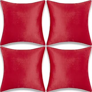 Yonous Cushion Covers, Soft Premium Velvet Decorative Throw Pillow for Sofa Bed Couch Chair, Set of 4, Red, 18 x 18 inch / 45 x 45 cm