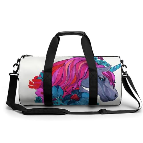 Sac de voyage fleurs licorne robuste au format compact