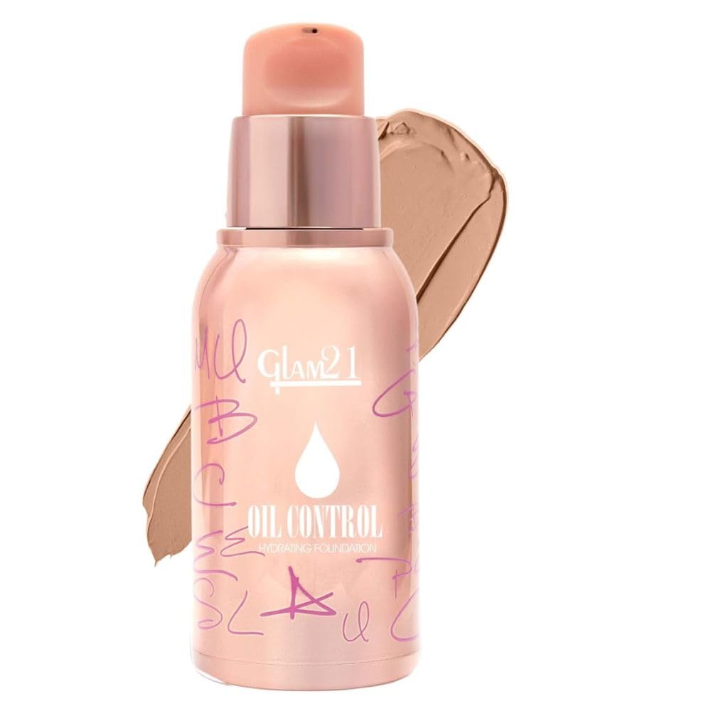 Glam21 Oil Control Hydrating Foundation to Matte Look- Highly Recommended for Oily Skin| Moisturized & Minimizes Redness, Pores & Cover-ups Skin Acne, Scars, Blemishes | 40gm, 03