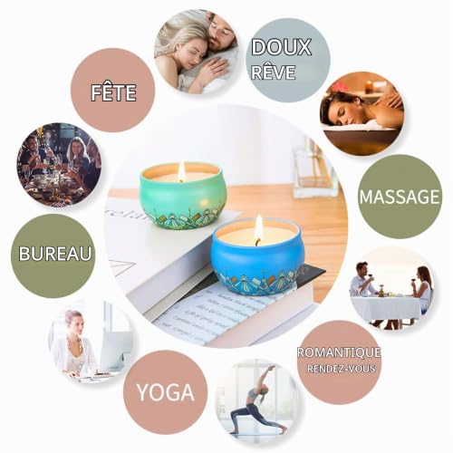 Viesap Bougies Parfumées, 4PCS Cire de Soja Naturel, Bougie Parfumées Ensemble Cadeau, Rose, Vanille, Cadeau Bougies Femme pour L'aromathérapie Bath Yoga, Mariage, La Saint-Valentin, Noël. – vue 5