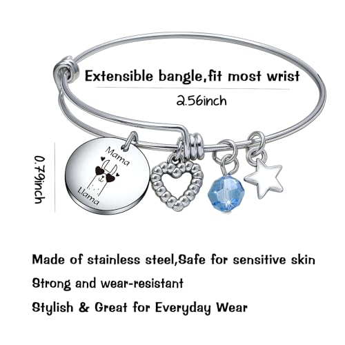 Image of De&ai Mama Llama Charm Bracelet, Animal Mama Llama Jewelry for Moms Grands Women Christmas Birthday Gift