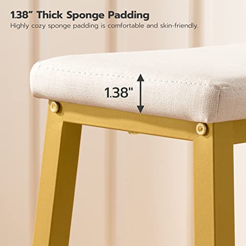 Hoobro Bar Stools, Set Of 2 Bar Chairs, Pu Leather Upholstered Breakfast Stools, Easy Assembly, Suitable For Kitchen, Bar, Dining Room, Gold And White Dw01Md01 #TOP4