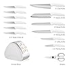 RAXCO Knife Set,15-Piece Stainless Steel Kitchen Knives with Block for Professional Cutting,White