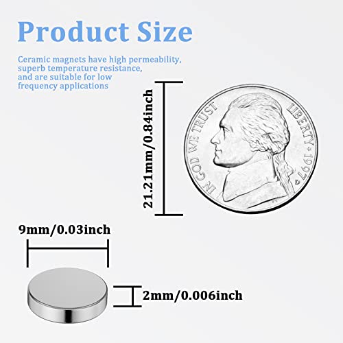 Keukenket Neodymium Disc Small Magnets, 50Pack 9x2mm Silver Round, Strong Refrigerator Magnets for Crafts, Dry Erase Board, Office, Fridge - Image 2